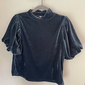 Free People Claudia Velvet puff sleeve tee